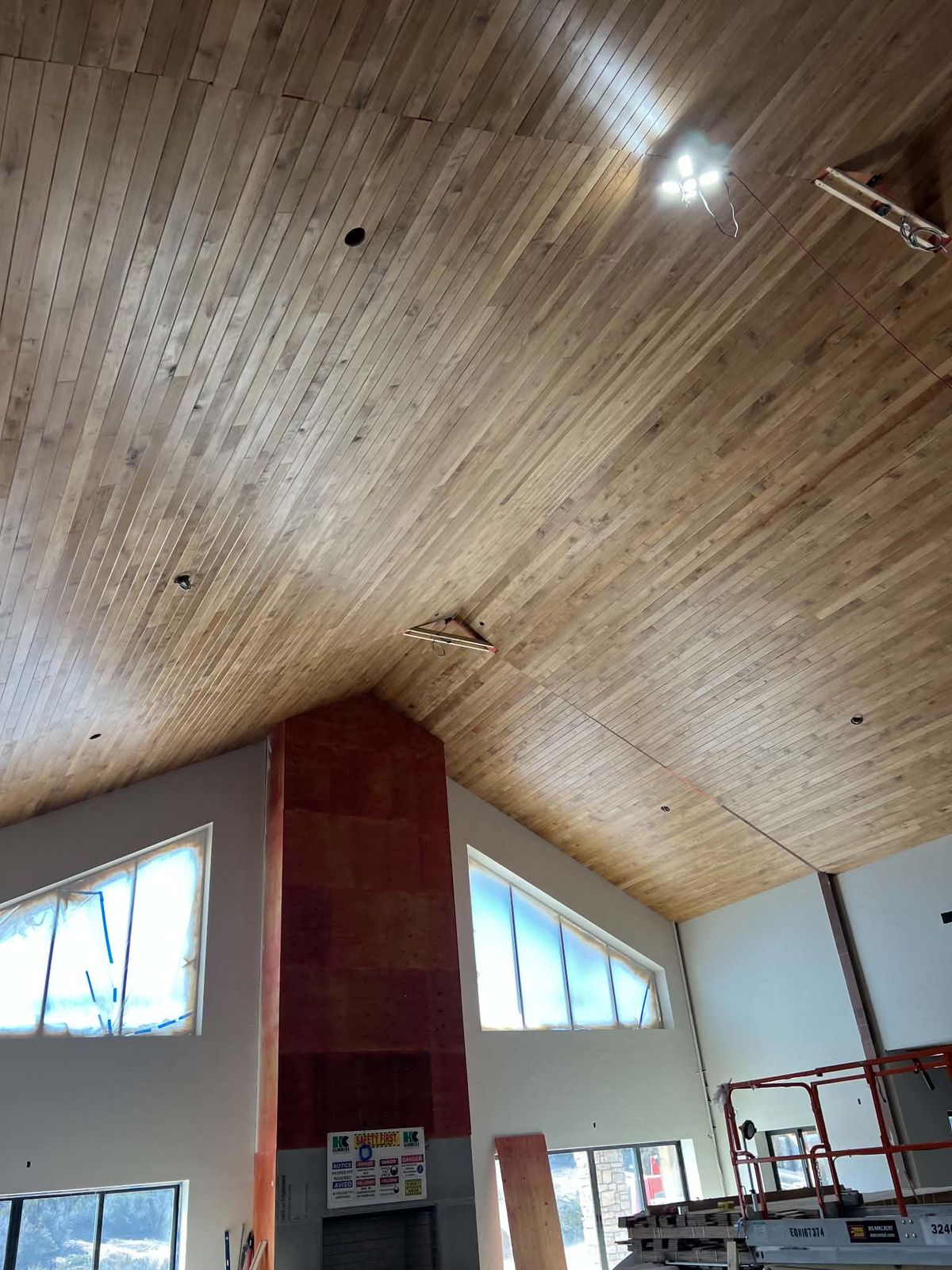Ceiling planks over clerestory windows
