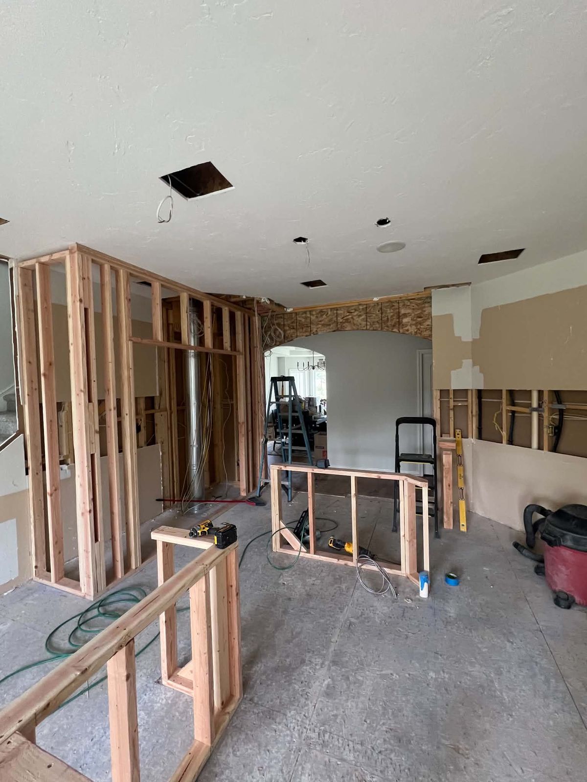 Remodel framing, walls opening up