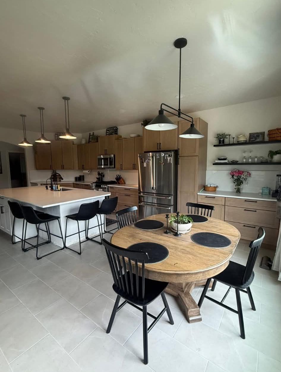 Kitchen and dining, wide view