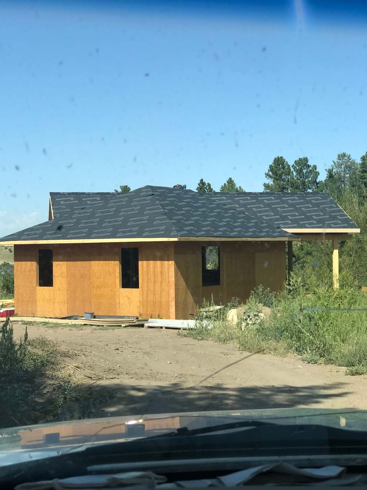 New build, sheathed and roofed