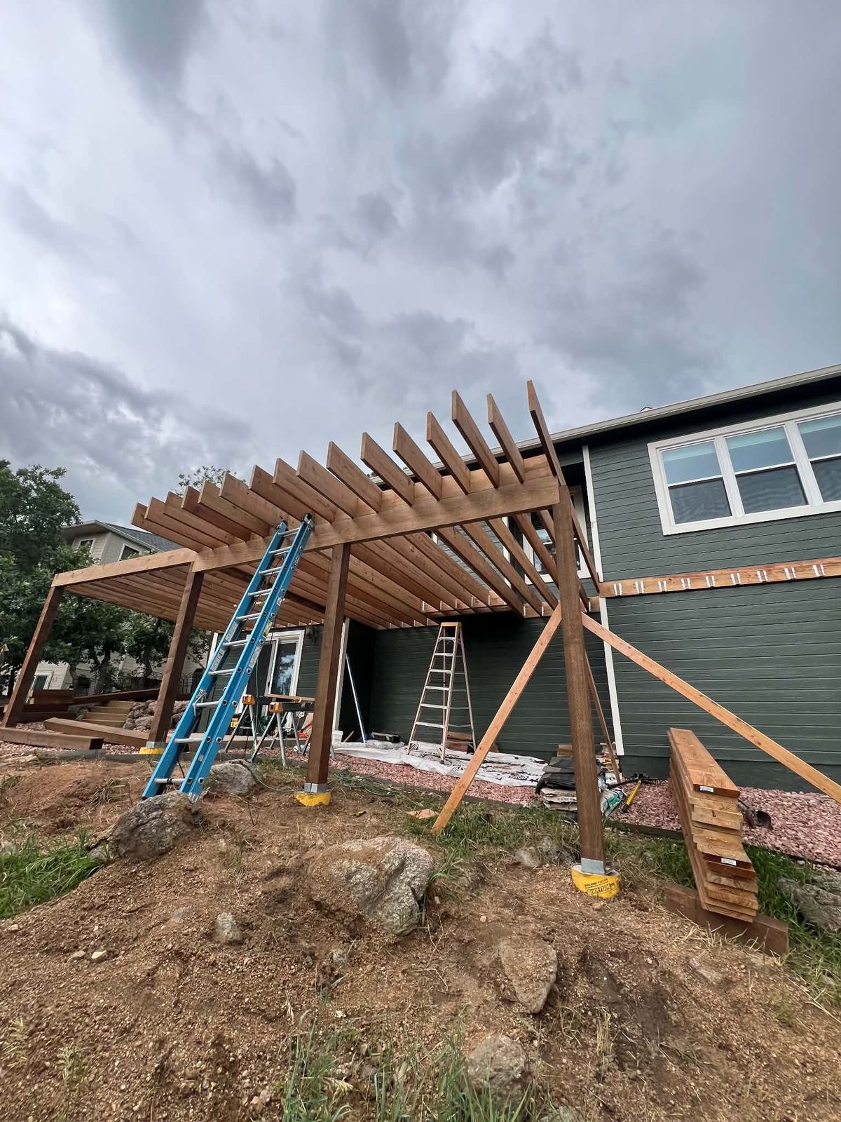 Pergola install in progress